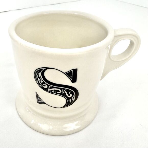 Anthropologie White Monogram S Pedestal Mug - Picture 1 of 12